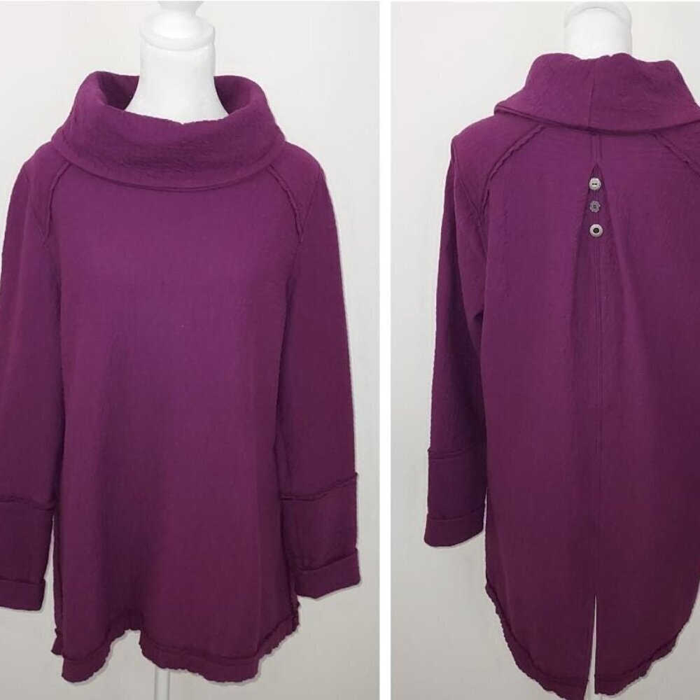 Soft Surroundings Cowl Neck Purple Sweater Size Large